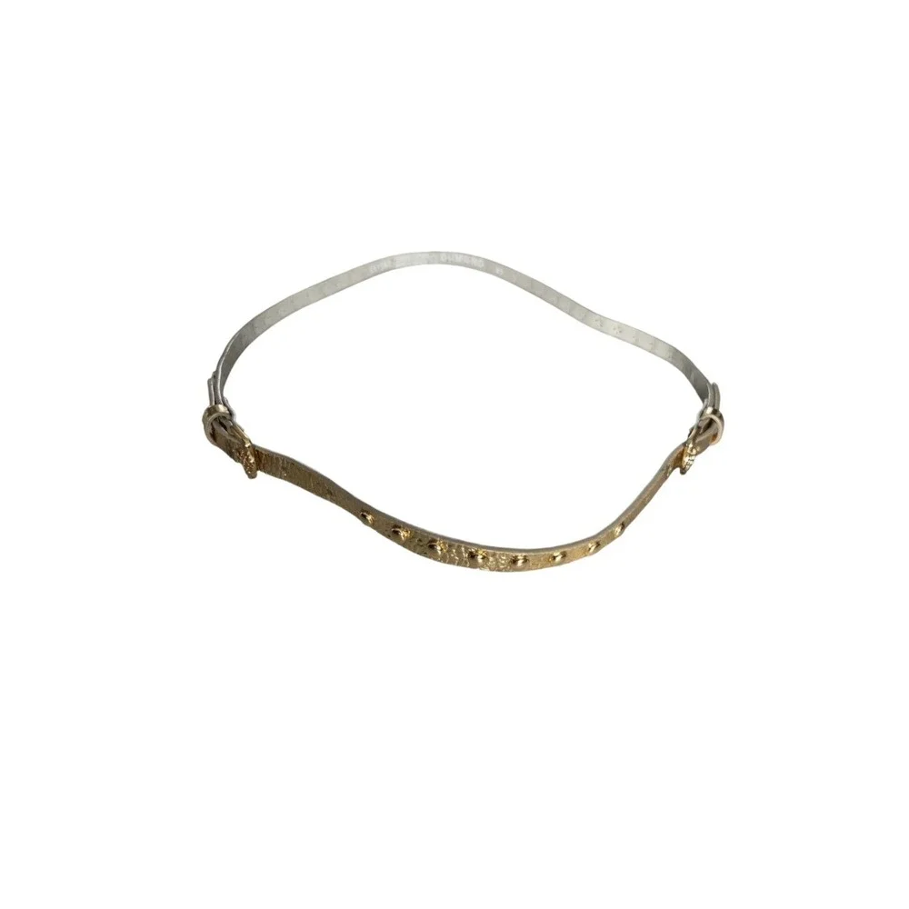 Y2K Dumond Womens‎ Golden Leather Wrap Belt S Skinny Studded Double Buckle Boho